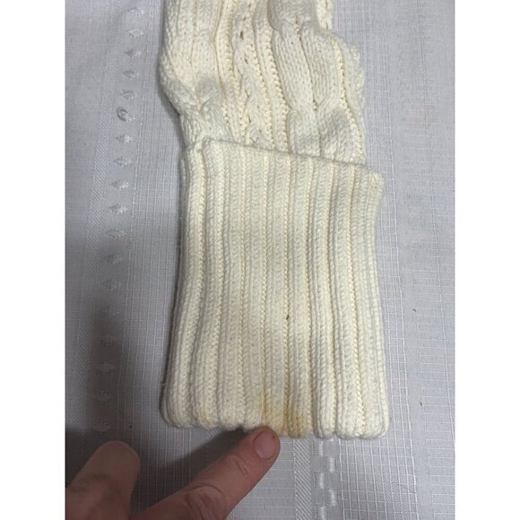 Y2K DKNY Women's Ivory Cable Knit  Sweater Button Details  Ribbed Hem Size L - Picture 9 of 13